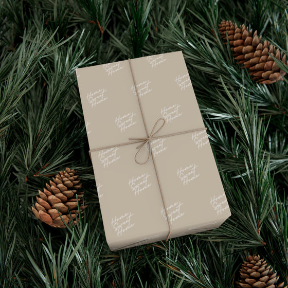 Home Sweet Home Gift Wrap Paper (Brown + White)