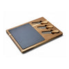 Checkal Engraved Acacia Charcuterie Board with Slate Inlay & 3-Piece Cheese Knife Set