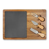 Checkal Engraved Acacia Charcuterie Board with Slate Inlay & 3-Piece Cheese Knife Set