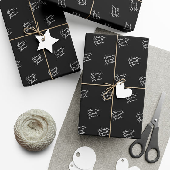 Home Sweet Home Gift Wrap Paper (Black + White)